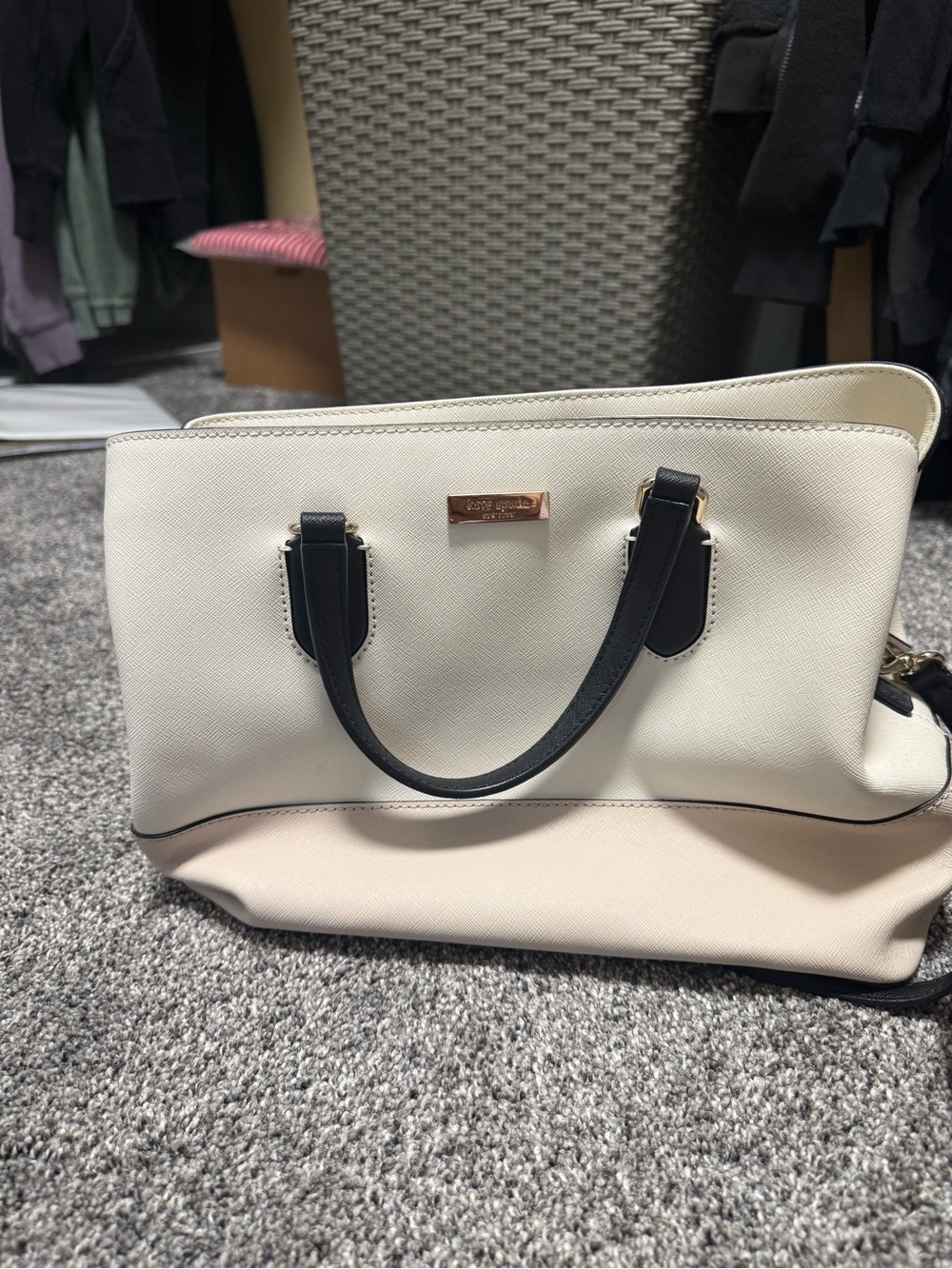kate spade Cream and Black Two-Tone Satchel